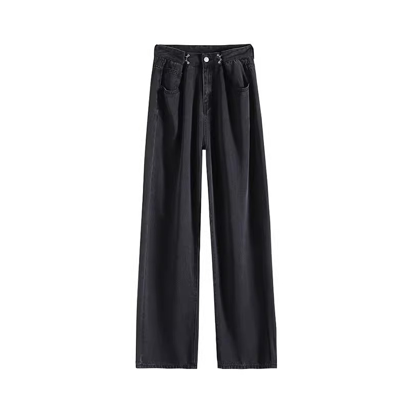 2024 New Tencel Jeans Plus Size Women's Fat MM Pear Shape Body Covering Hips and Looking Slim High Waist Ice Silk Wide Leg Pants