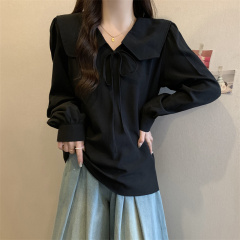 Large size French age-reducing navy collar shirt women's design niche spring wear temperament high-end professional commuting OL shirt