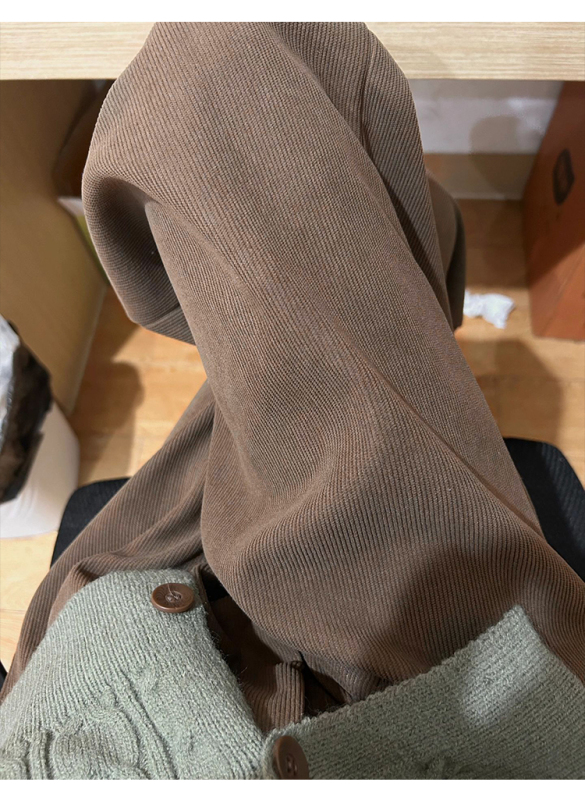 Maillard Brown Corduroy Straight Casual Pants Women's Winter Plus Velvet Thickened Slimming Loose Wide Leg Pants