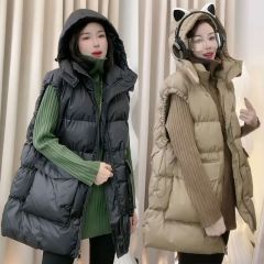 European goods 2024 new autumn and winter hooded vest for women Korean style outer vest fashionable waistcoat jacket