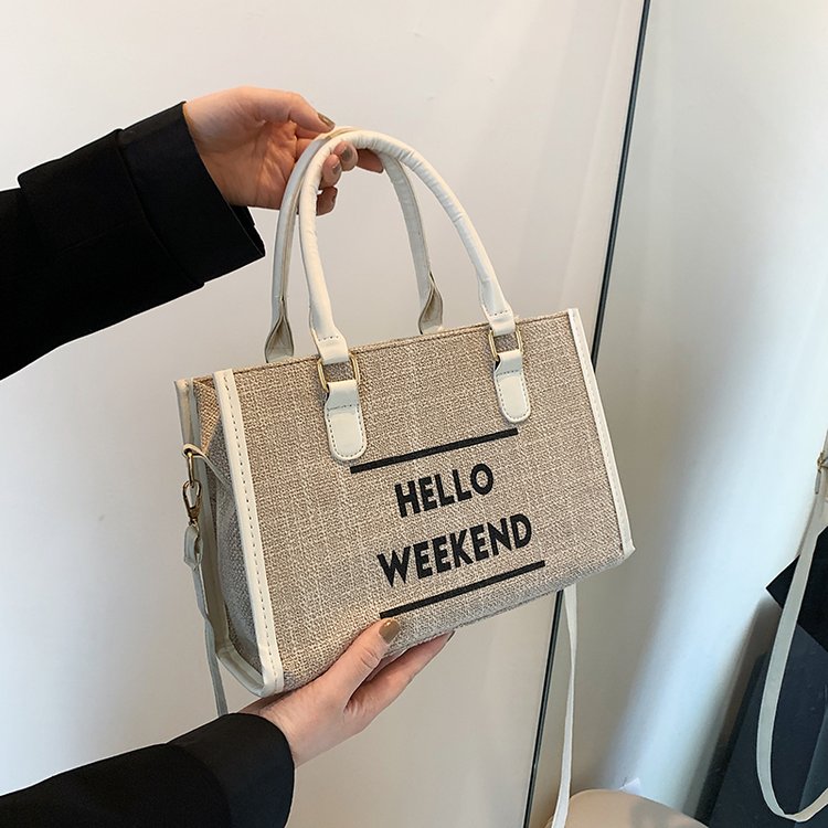 Simple retro fashion canvas shoulder tote bag for women new fashion casual lightweight large capacity handbag