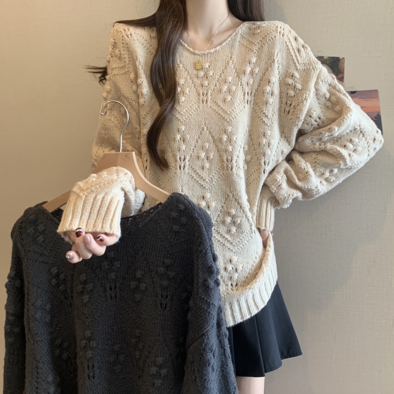 Large size 2024 autumn sweater slimming sweater loose design loose slimming top