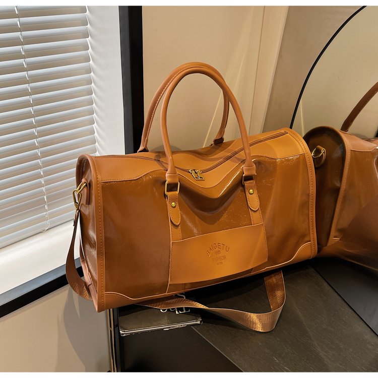 Sports bag women's fitness bag leather new retro travel handbag women's lightweight short-distance travel bag