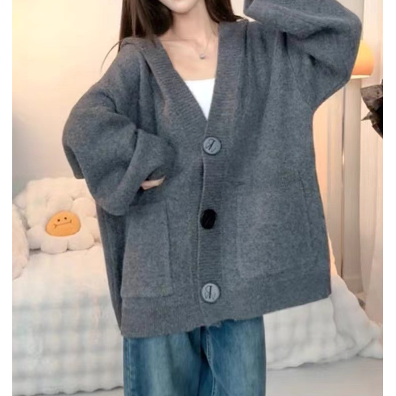 High-end hooded sweater cardigan for women autumn and winter large size fat mm soft and waxy loose lazy style long-sleeved coat jacket