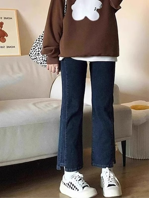 2024 new jeans women's bootcut pants large size suitable for thick hips and thighs to look slim and wear trendy nine-point pants for small people