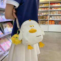 Chicken bag, summer cute crossbody bag, fresh student soft girl cartoon canvas bag, Japanese splicing coin purse