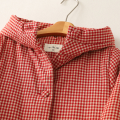 2024 Autumn and Winter New Thick Cotton Hooded Plaid Versatile Loose Mid-Length Retro Cotton Jacket