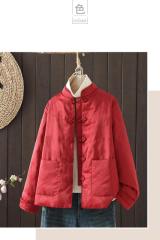 High-quality ready-made New Year's greetings winter clothing new Chinese style Chinese style cotton clothing women's high-end satin jacquard jacket