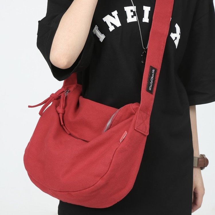 Canvas bag for women Japanese trendy large capacity simple casual versatile shoulder bag retro lazy style commuter dumpling bag