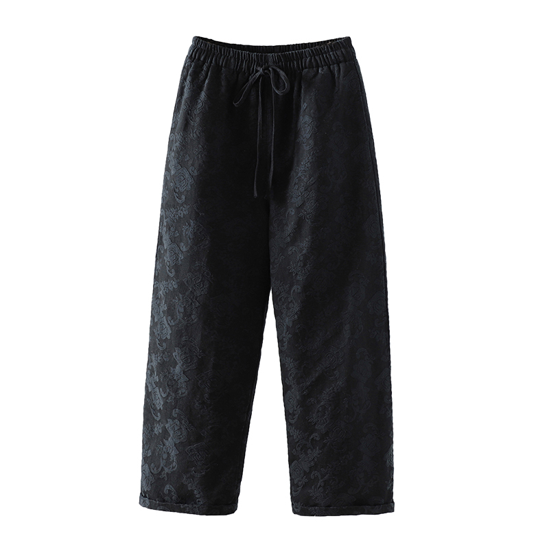 2024 New Jacquard Thickened Cotton Winter Wide Leg Pants Casual Loose Straight Pants