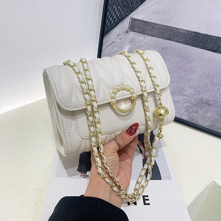 Diamond embroidery small bag new retro fashion solid color crossbody bag summer popular single shoulder chain women's bag