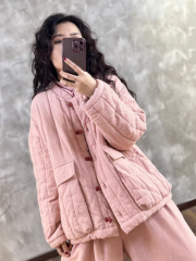 Cotton and linen retro Chinese style cotton clothes for women 2024 winter new Chinese style simple literary and artistic thickened short coat