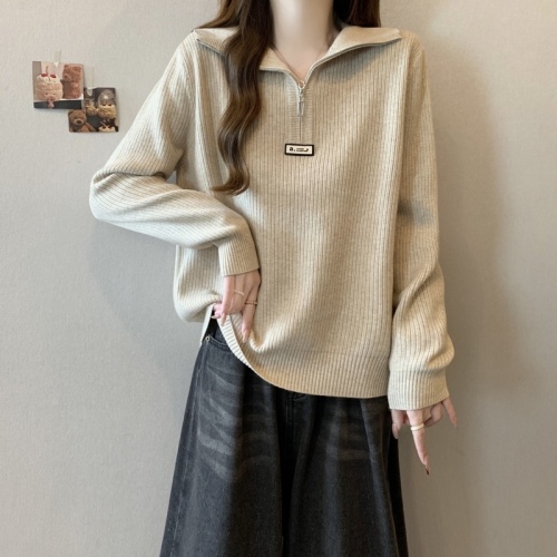 Plus size autumn and winter belly-covering long-sleeved sweater for fat mm women with loose flesh-covering inner layering and slimming tops as base