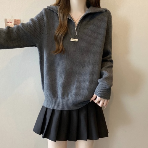 Plus size autumn and winter belly-covering long-sleeved sweater for fat mm women with loose flesh-covering inner layering and slimming tops as base