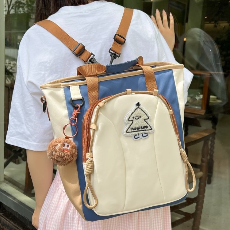 Korean style ins college style girl backpack versatile contrasting color primary and secondary school students tutoring portable shoulder bag