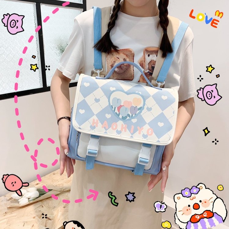 Japanese Harajuku cute soft girl backpack female retro Korean ins girl heart junior high school and high school student JK backpack