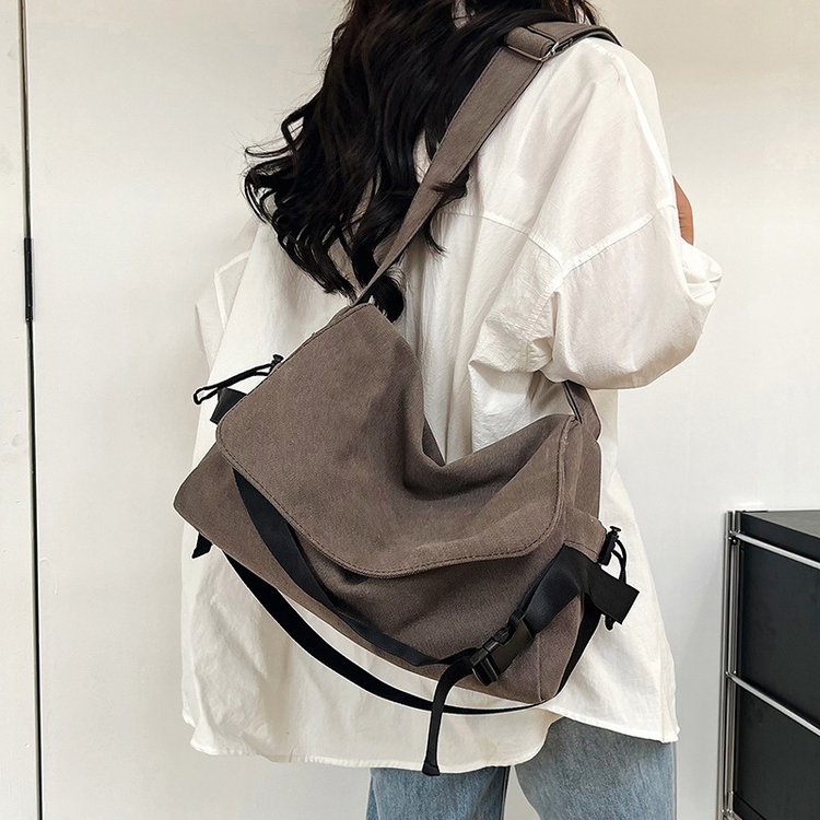 Canvas bag men's crossbody bag large capacity Japanese retro lazy style student shoulder bag casual simple men's shoulder bag
