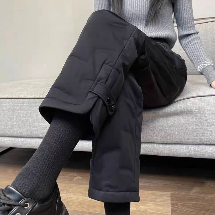 Casual workwear cotton pants for women 2024 new winter outer wear thickened casual straight cotton pants