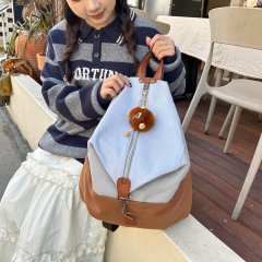 2024 Backpack Design Niche Travel Casual Contrast Color Canvas Backpack Simple Female College Student Personalized School Bag