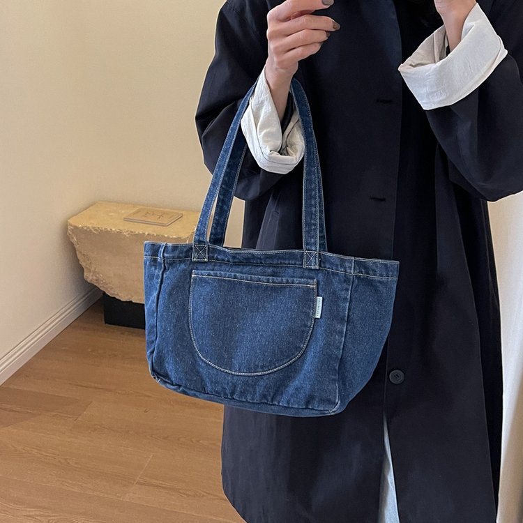 Denim women's bag new popular Korean style casual shoulder bag foreign trade simple women's crossbody handheld tote bag