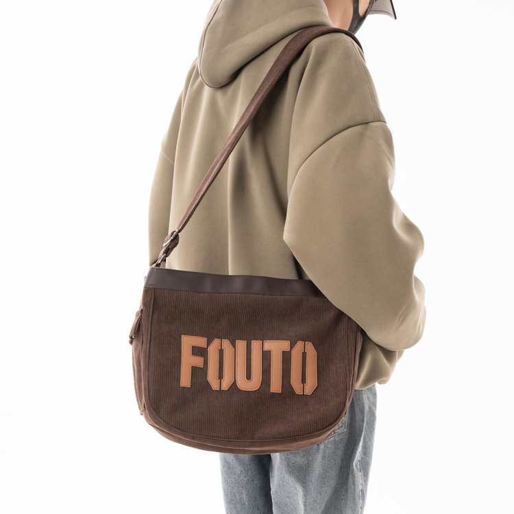 Crossbody bag Large capacity letter printed corduroy tote bag Casual simple commuting versatile couple shoulder bag