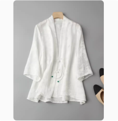 New style silk flower cardigan for women, retro new Chinese style thin jacket, loose mulberry silk top, versatile