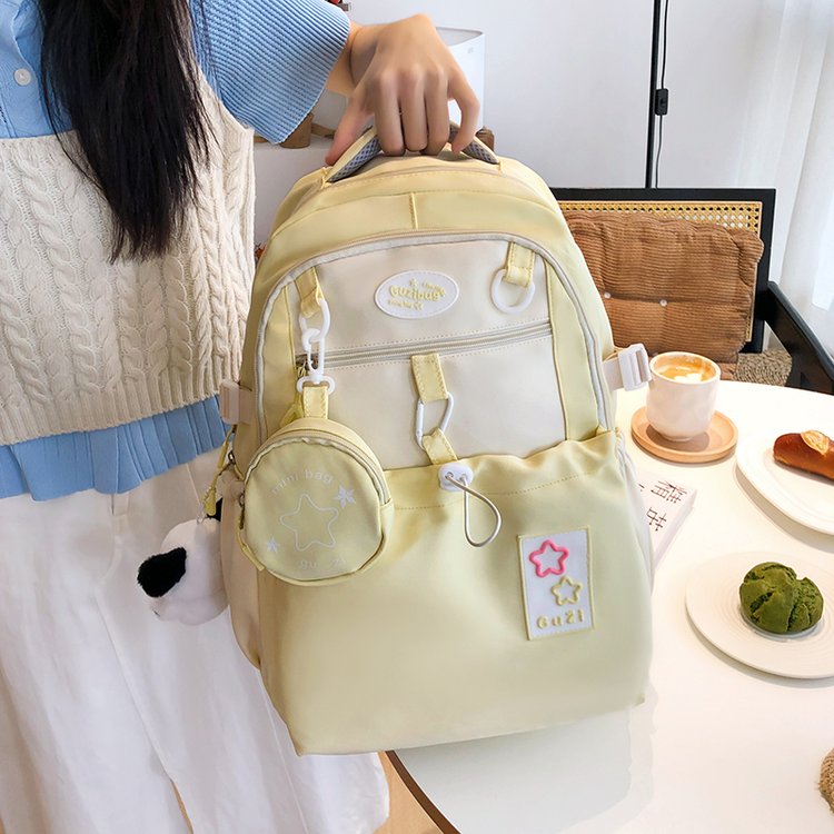 New Korean style ins college style versatile girly cute backpack with contrasting color stitching lightweight backpack for primary and secondary school students