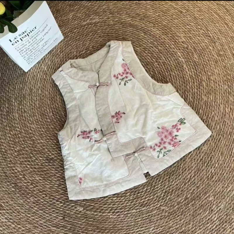 Non-literary new Chinese style quilted thickened vest vest top loose slimming sleeveless cotton coat for women