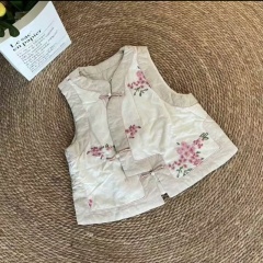 Non-literary new Chinese style quilted thickened vest vest top loose slimming sleeveless cotton coat for women