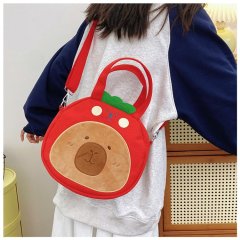 2024 New Biscuit Water Guinea Pig Capibala Doll Plush Cartoon Girls Contrast Color Stitching Crossbody Small Round Bag