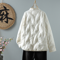Retro embroidered disc-button stand-up collar padded cotton-padded jacket for women, new Chinese style improved Tang suit warm cotton-padded jacket