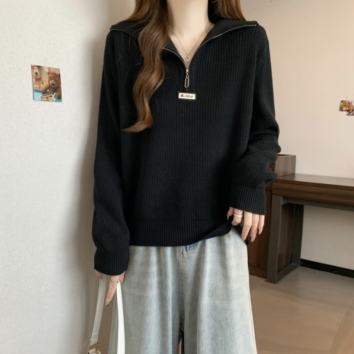 Plus size autumn and winter belly-covering long-sleeved sweater for fat mm women with loose flesh-covering inner layering and slimming tops as base