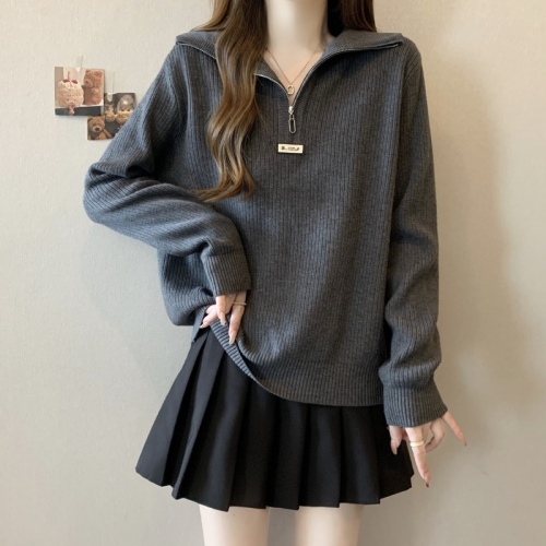 Plus size autumn and winter belly-covering long-sleeved sweater for fat mm women with loose flesh-covering inner layering and slimming tops as base