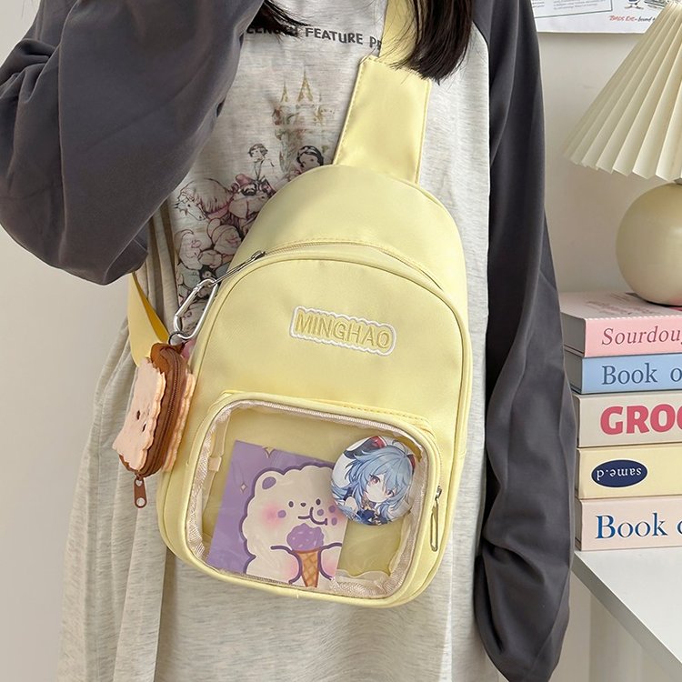 Japanese ins two-dimensional small fresh transparent jelly pain bag female bag student soft girl chest bag small backpack messenger bag