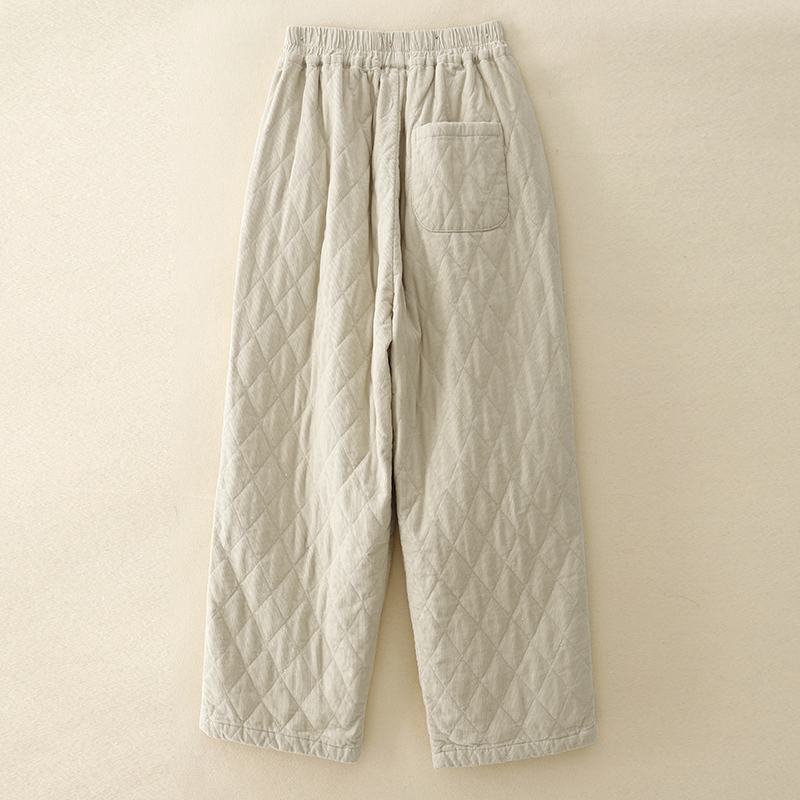 Japanese and Korean lazy loose quilted corduroy trousers 2024 casual diamond check cotton corduroy radish pants for women