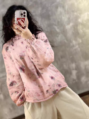 The buds are beginning to bloom 2025 early spring new romantic, sweet and fresh lace collar age-reducing thin cotton double-layer top shirt