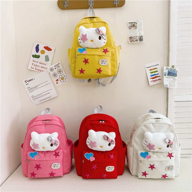 2024 original school bag y2k cute childlike kitty soft girl sweet backpack student girl hot girl star school bag