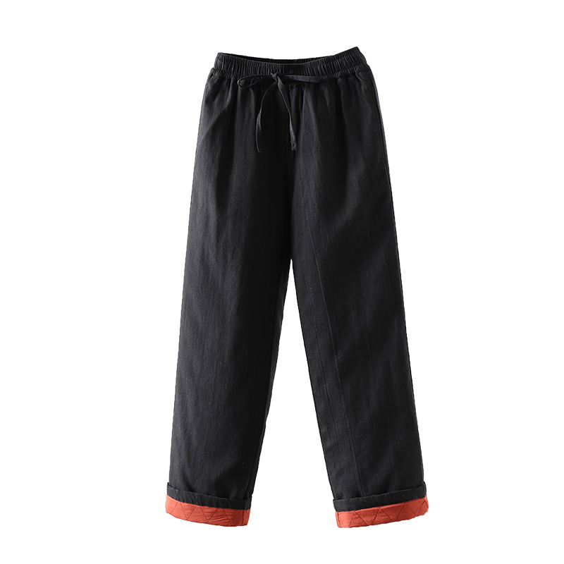 2024 new autumn and winter thickened straight pants, loose, versatile, warm, simple elastic waist