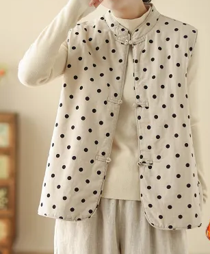 2024 winter new Chinese-style buckle linen high-end retro sleeveless vest