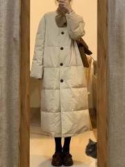 Long high-end cotton coat for women 2024 winter new style fashionable and warm long cotton coat for women