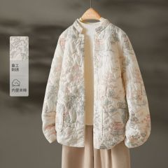 New Chinese style national style embroidered cotton clothing 2024 winter women's Chinese garden style heavy industry embroidery cotton clothing