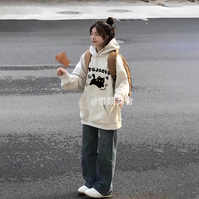 Imitation cotton Chinese cotton compound milk silk 300g/silver fox velvet 400g good quality double-layered hooded sweatshirt for women in autumn and winter