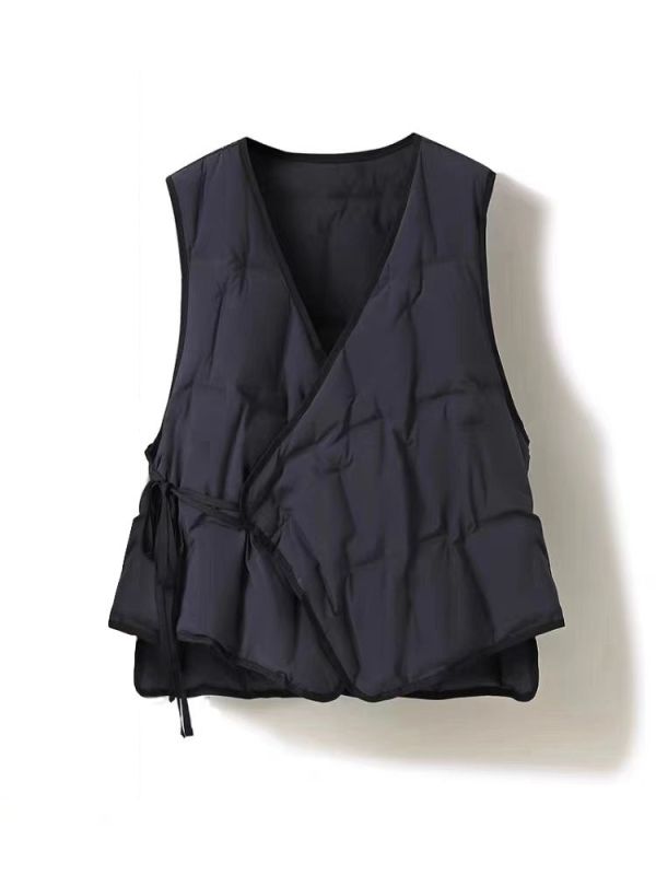 Short waistcoat vest winter women's side-tie cotton jacket