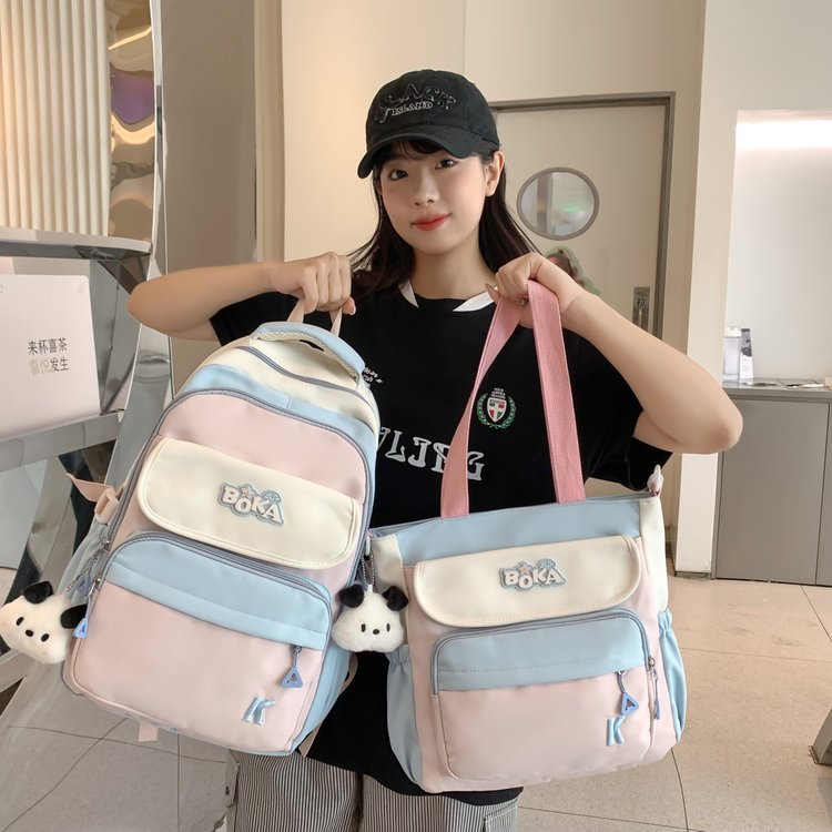 Japanese style ins junior high school student high-looking school bag small fresh sweet contrasting color versatile backpack forest style girl backpack