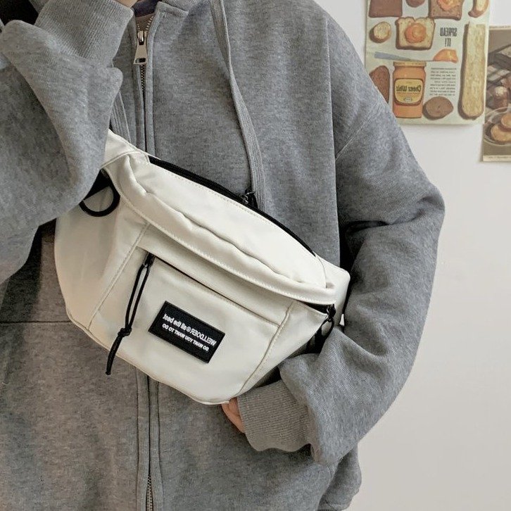 New chest bag for men, Japanese style ins Harajuku sports crossbody bag, casual and versatile small backpack, trendy brand female student waist bag