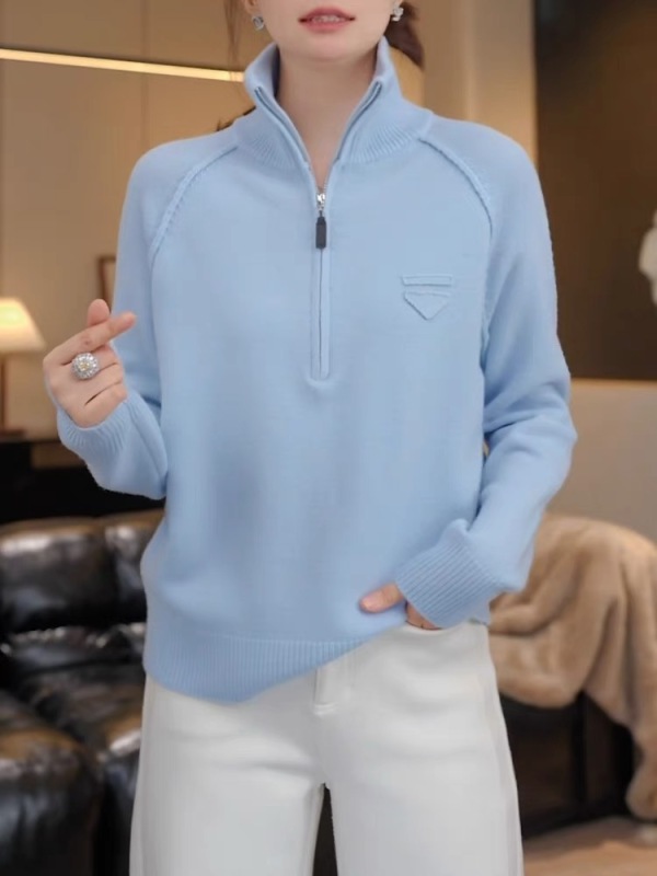 Half-zip stand-up collar pullover sweater for women, autumn and winter 2024 new style, lazy style, loose inner base knitted top