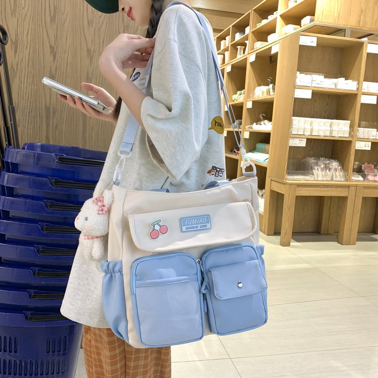 Large-capacity commuter bag Japanese students carry school bags to class, versatile shoulder bags, college-style girl niche cross-body bags