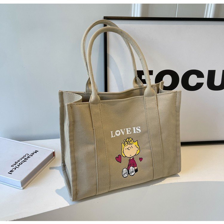 South Korea's Dongdaemun Fashion Handbag Women's Summer New Large-Capacity Canvas Cartoon Snoopy Tote Shoulder Bag