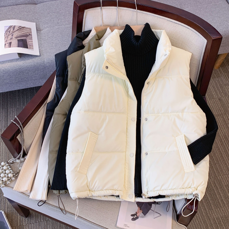 PU leather vest for women 2024 autumn and winter new style fashionable short down cotton vest jacket