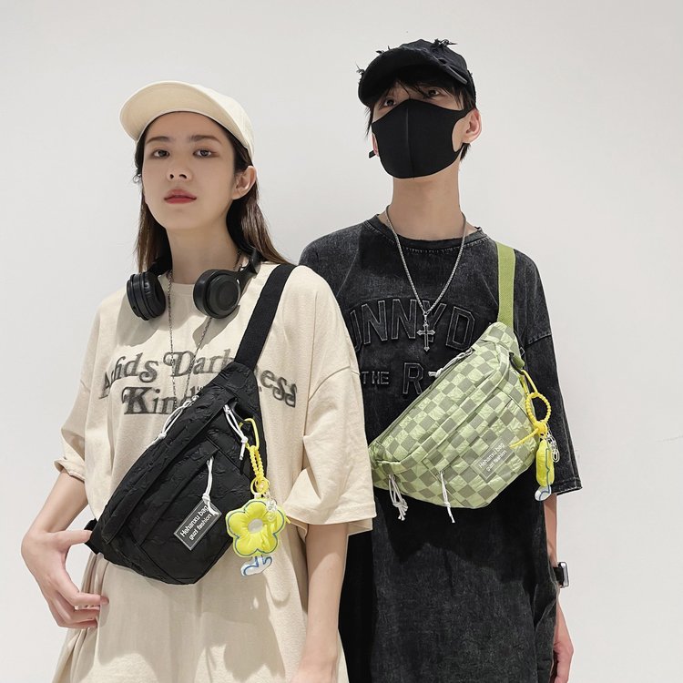 Japanese Harajuku niche retro plaid chest bag for men and women Korean ins casual neutral cross-body bag trendy versatile waist bag